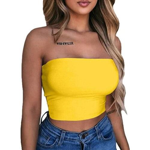 2020 new Hot Sexy Women Strapless Top Sexy Sleeveless Crop Top Elastic Boob Bandeau Tube Tops Shirt Cami Top