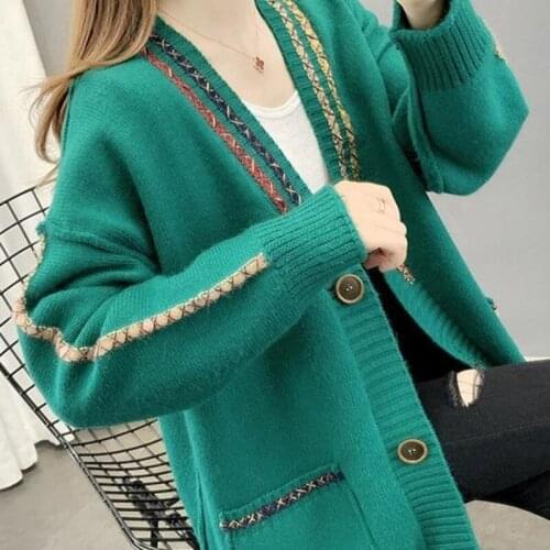 Knitted Cardigan Womens Spring Autumn 2021 New Style Korean Loose Women Sweater Coat Female Clothing Oversized Sweater Top
