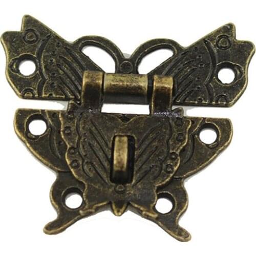 Butterfly Buckle Hasp Hasp Wooden Wine Box With Lock Buckle Antique Padlock Hardware,Zinc Alloy,50*53mm,1 Set