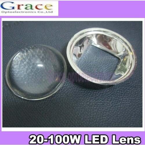 10pcs/lot 20W-100W LED Lens Reflector Collimator + 50mm Base