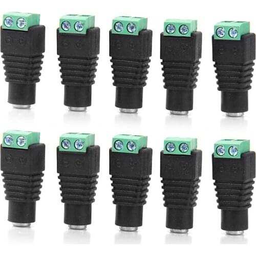 10pcs DC Plug CCTV Camera 5.5mm x 2.1mm DC Power Cable Female Plug Connector Adapter Jack 5.5*2.1mm To Connection LED Strip