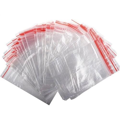 100Pcs Zipper Closure Lock Zipped Poly Clear Bags Plastic Zip