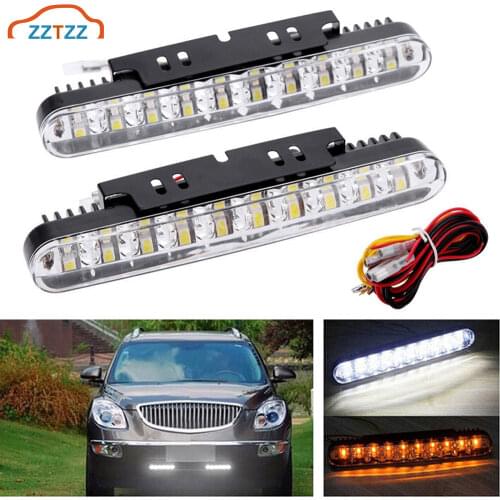 2Pcs/Set Car SUV Trucks 12V 30 LED Daytime Running Light Driving Lamp White DRL Amber Turn Signal Fog Lamp Bright Strip