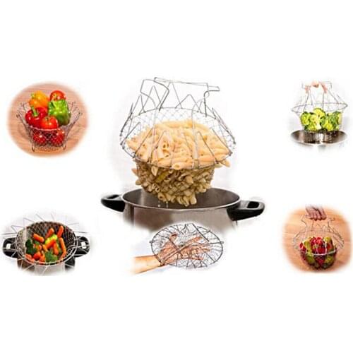 2018 Newest Hot Foldable Strain Chef Fry Frying Basket Strainer Kitchen Tool Rinse Easily WINNER