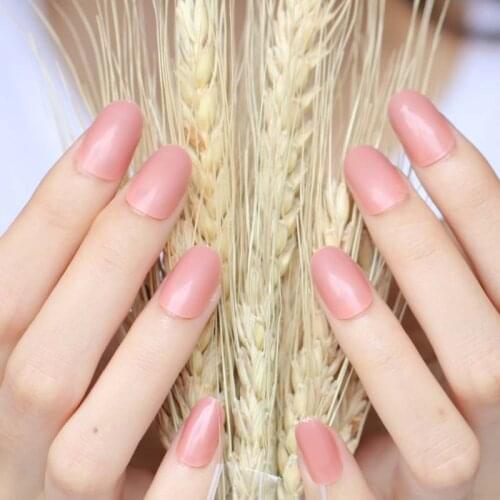 24pcs new fashion cute candy oval excellent touch design fake nails light brown P385X
