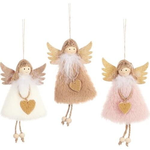 36pcs Christmas Hanging Ornaments Angel Plush Doll Toys Xmas Tree Pendants Child Cute Doll Gift Creative Home Decoration Crafts