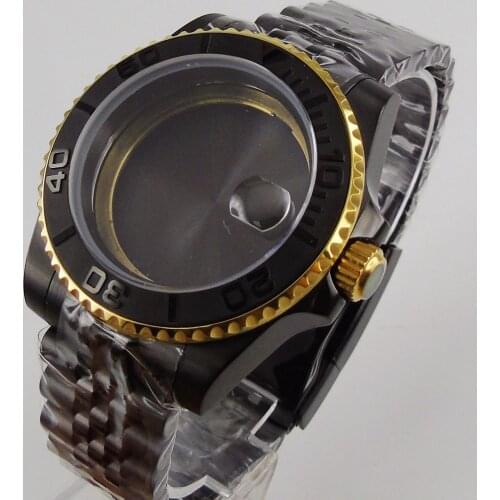 40MM Accessories Parts Sapphire Glass Brushed Ceramic Bezel Watch Case PVD Coated Fit NH35 NH36 ETA 2836 Miyota 8215 MOVEMENT