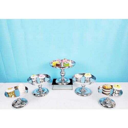3pcs -5pcs silver miror cake display trays cake round plate