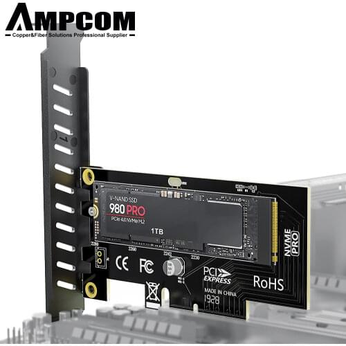 AMPCOM M.2 NVME SSD to PCIe 4.0 Adapter Card, 64Gbps SSD PCIe4.0 X4 Adapter for Desktop PC , PCI-E GEN4 Full Speed