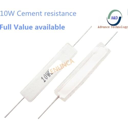 10pcs 10W Cement resistance 18 30 51 56 62 68 75 82 91 100 ohm 18R 30R 51R 56R 62R 68R 75R 82R 91R 100R 5% 10w Cement resistance