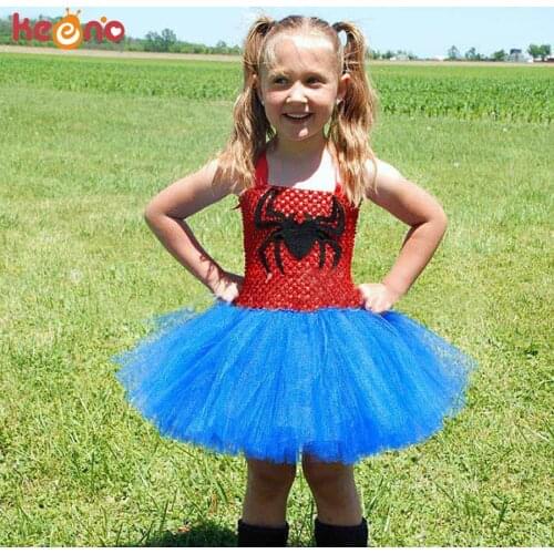 Black Purple Spider man Inspired Girls Tutu Dress Super Hero Princess Halloween Costume Birthday Party Pageant Ball Gown