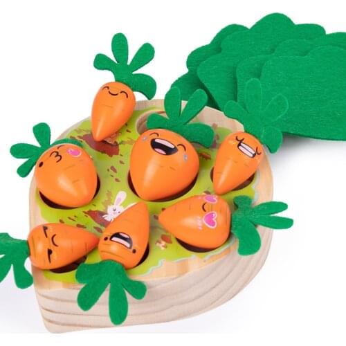 Montessori Wooden Toys for Toddlers Shape Size Sorting Carrots Harvest Stacking Game Sensory Education Fine Motor Skill Baby Gif