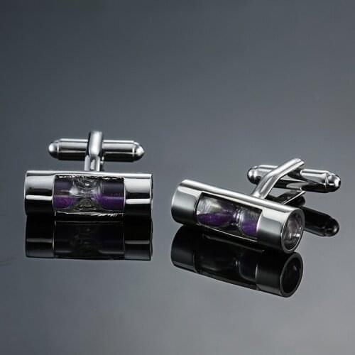 DY The new high quality silvery round purple hourglass Cufflinks fashion Mens French shirt Cufflink free shipping