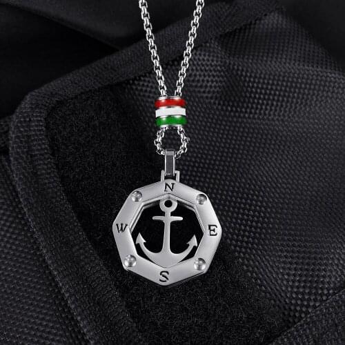KKCHIC New Style Street Fashion Retro Vintage Titanium Steel Anchor Pendant Simple All-match Necklace For Men Women Long Chain