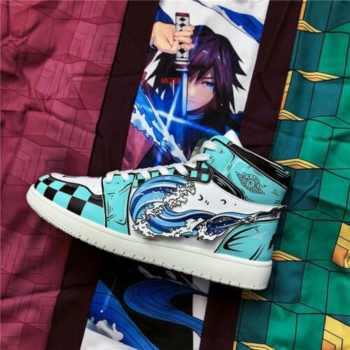 Demon Slayer Men Shoes Casual Sneakers Anime Hip Hop Shoes Unisex Casual Shoes Tanjirou Running Shoes Cosplay School Outdoor