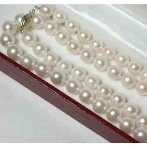 Fashion jewelry Free Shipping 6-7mm Real Natural White Akoya Cultured Pearl Necklace 18"