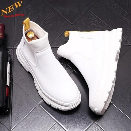 Autumn New Men Leather Casual Shoes SLIP ON High tops martin shoes Zapatillas Hombre