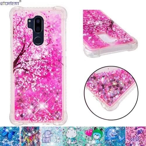 For LG G7 ThinQ Soft Silicone Bumper Case LGG7 LMG710EM LMG710TM LNG710PM Bling Glitter Dynamic Liquid Quicksand Cute Full Cover