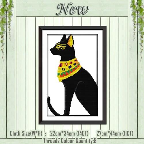 Black cat with a scarf diy painting counted printed on the canvas DMC 11CT 14CT kits NKF Cross Stitch embroidery needlework Sets