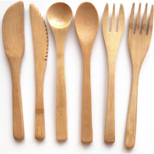 Flatware Bamboo Cutlery Set with Fork Knife Spoon