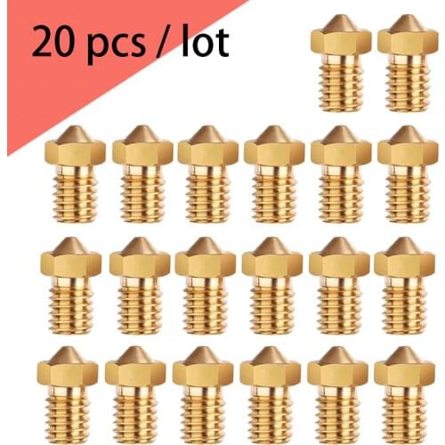 20pcs 3D Printer V5 V6 M6 threaded Nozzle 0.2 0.25 0.3mm 0.35 0.4mm 0.5 0.6 0.8 1.0 Part Copper 1.75mm Filament