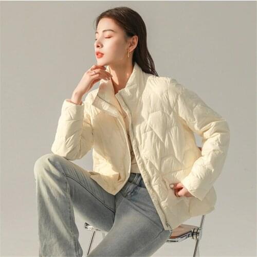 Autumn And Winter Womens Lightweight Padded Jackets Loose Stand-up Ultralight Coat Female Thickened Warmth Winter Down Coats
