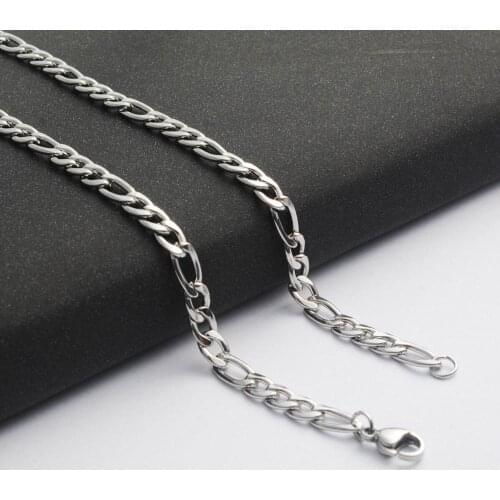 Wholesale Jewelry-- 50/60/70cm x 5-7 mmTitanium steel White Long Figaro 3:1 Necklaces for Men Fashion Jewlery No Fade