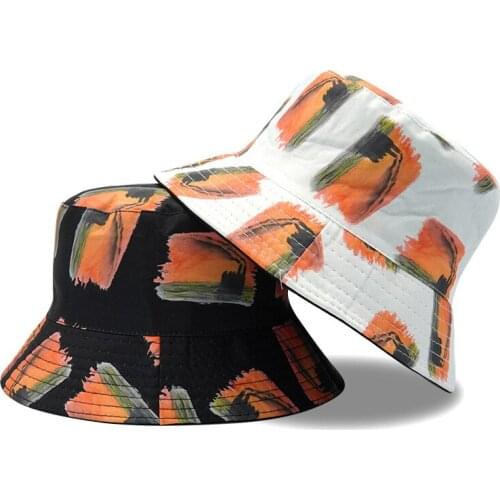 Summer Sunscreen Cotton Sun Hats For Women Unisex Vintage Print Bucket Hat Reversible Fishing Hip Hop Cap Men Fisherman Hat