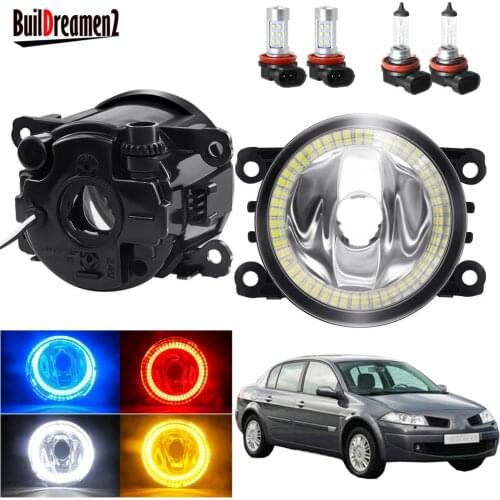 Angel Eye Fog Light Assembly For Renault Megane 2/II 3/III 2002-2015 Car H11 Front Bumper Fog Lamp with Halo Ring DRL 20W 12V