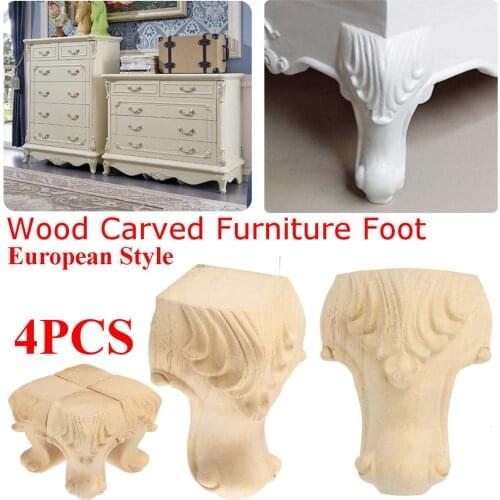 4PCS European Style Solid Wood Carved Furniture Foot Legs TV Cabinet Couch Sofa Wood Furniture Table Feets Seat leg wood carving