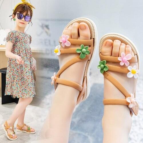 Girls' Sandals 2021 Summer New Childrens Fashion Soft-soled Princess Shoes Little Girls Childrens Shoes Beach Shoes All-match