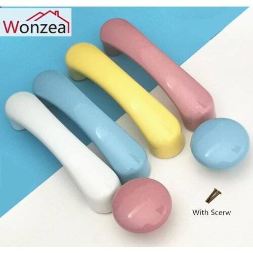 Ceramic Furniture Knob Drawer Children Door Handle Cute Cabinet Pulls Kid Dresser Drawer Knob Cupboard Handle Heart Round Shape