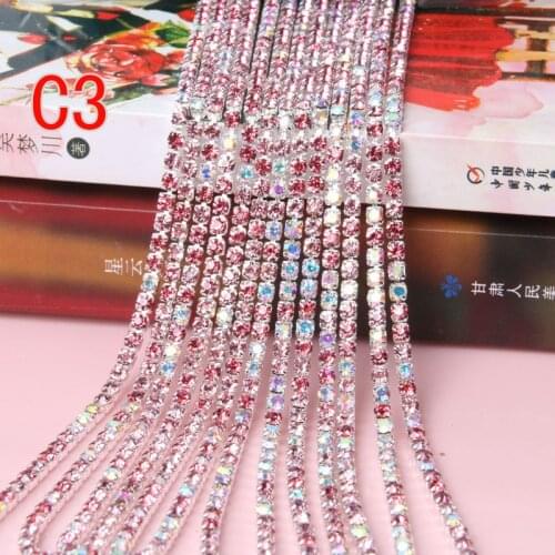 Silver Base Clear Crystal 3mm 10yards/roll rhinestone chain trim DIY clothing accessories