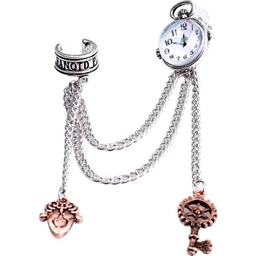 Tassel Dangle Clock Gear Clip Earrings Charms Metallic Wrap Ear Cuff Crystal Earrings Anti-allergy Earrings Clip Ear nails