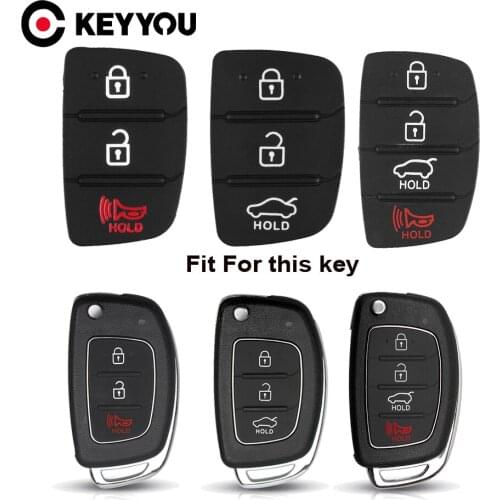 KEYYOU 20X Silicone Key Button Pad 3 4 Buttons Car Remote Key Shell For Hyundai HB20 SANTA FE IX35 IX45 Key Case Cover