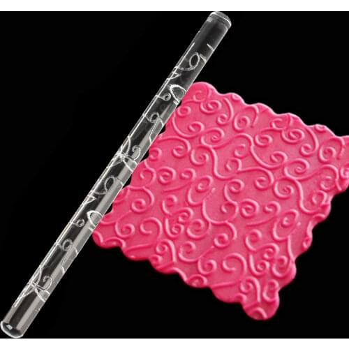 Fondant Cake Rolling Pin Acrylic Embossing Rolling Pin Cooking Tools Baking Decorating Tools Sugar Craft Pastry Roller