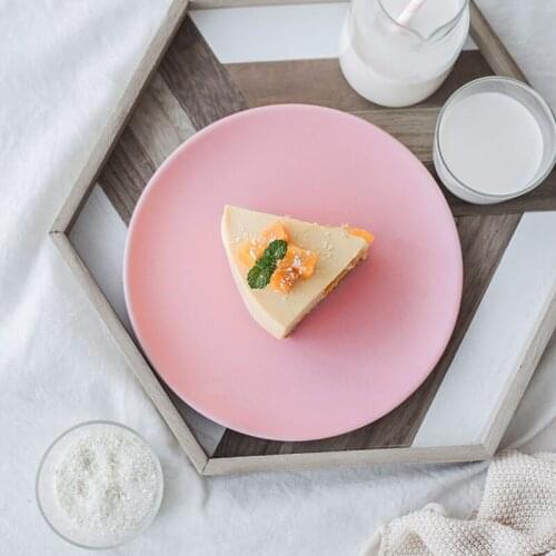 Nordic pink dessert dinner plates decoration household knife-proof restaurant steak pasta plate ceramic matte frosted tableware