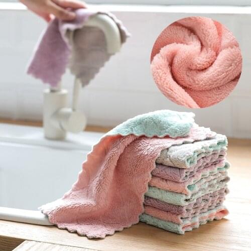 Rag Cleaning Cloth Super Absorbent Microfiber Kitchen Dish Washing Dishcloth Double Side Tableware Household Cleaning Towel