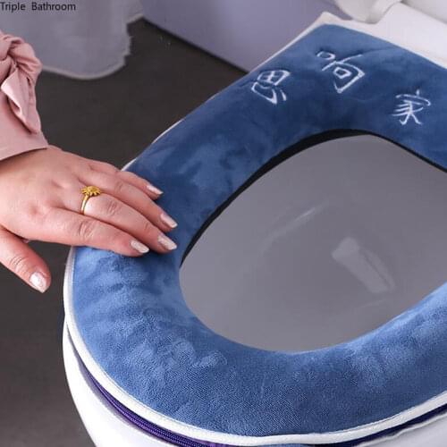 Universal plush Toilet Cushion Household Warm Soft Thicken Toilet Seat Cover Winter Waterproof WC Mat Bathroom Products