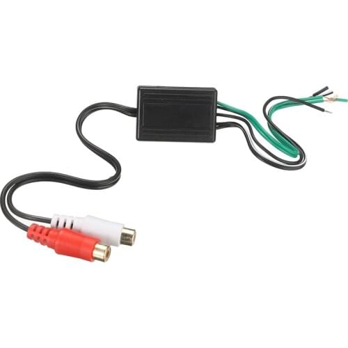 Universal Car Audio Speaker to 2 RCA DC12V High to Low Level Line Output Amplifier Converter Adapter Cable