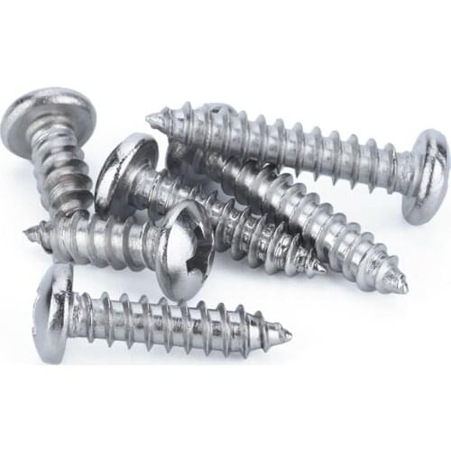 20/50Pcs 316 Stainless Steel Round Head Phillips Self Tapping Screws M2 M2.2 M2.6 M3 M3.5 Cross Recessed Pan Head Wood Screw