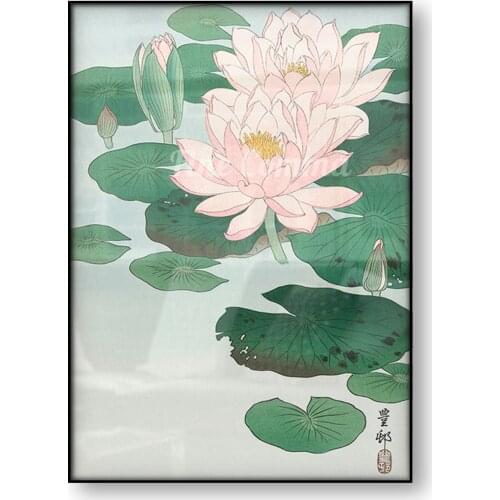 Water Lily Vintage Poster Japanese Art Famous Painting Ohara Koson Flower Pond Canvas Print Wall Art Room Decoration Picture