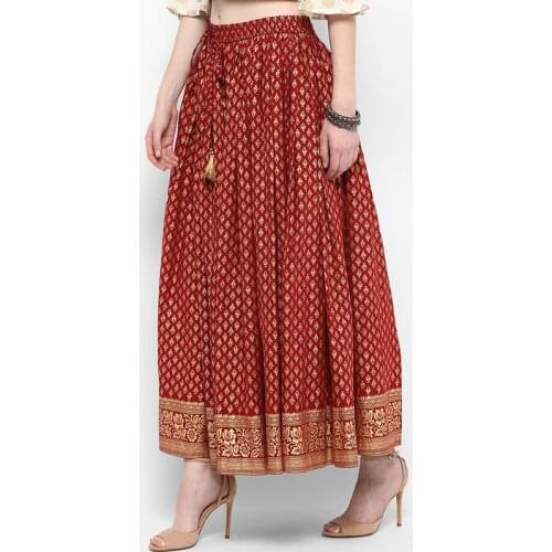 Indian Skirt for Women Cotton Spring Summer Ethnic Style Bronzing Light and Breathable India Costume Roupa Indiana