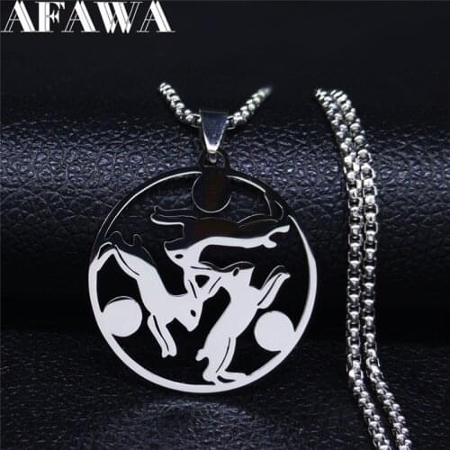 Three Rabbits Sun Stainless Steel Statement Necklace Women Silver Color Necklace Jewelry acero inoxidable joyeria mujer N4116S02