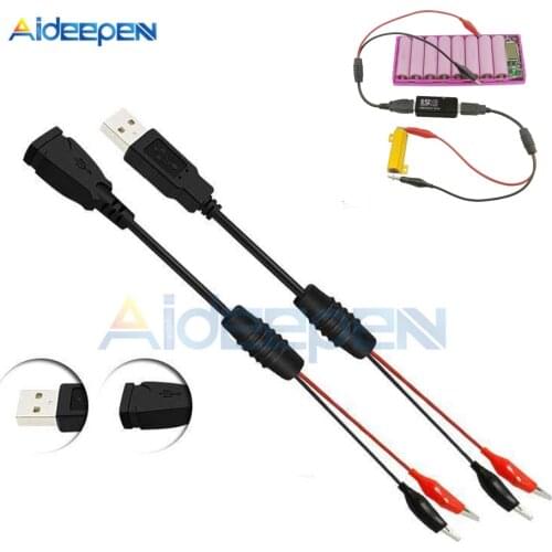 USB Alligator Clips Crocodile Wire Male Female to USB Tester Detector Power Supply Adapter Wire 60cm Pure Copper