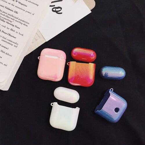 1PC 3D Water Droplets Flash Rainbow Hard Headphone Earphone Case Wireless Bluetooth Headset Protective Cover for Airpods 1 2