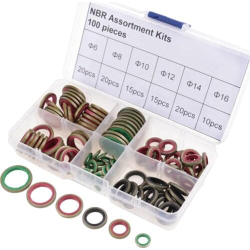 100x Flat Ring Copper Washer Assortment Kit M6 M8 M10 M12 M14