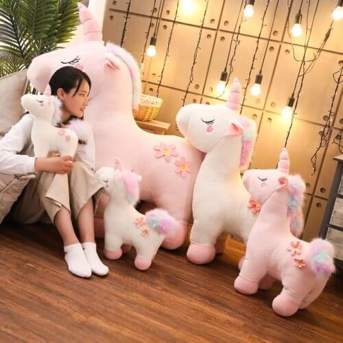 130cm Jumbo White Pink Unicorn Plush Toy Giant Unicorn Stuffed Animal Horse Toy Unicornio Peluche Doll Gift Children Photo Props