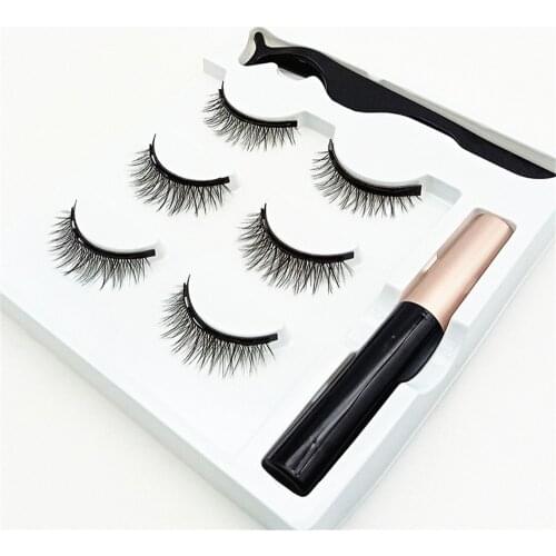 3 Pairs False Eyelashes 3D Magnetic Eyeliner Liquid Long Lasting Magnet Eyelashes Soft Fake Eyelashes Extension Eye Cosmetic