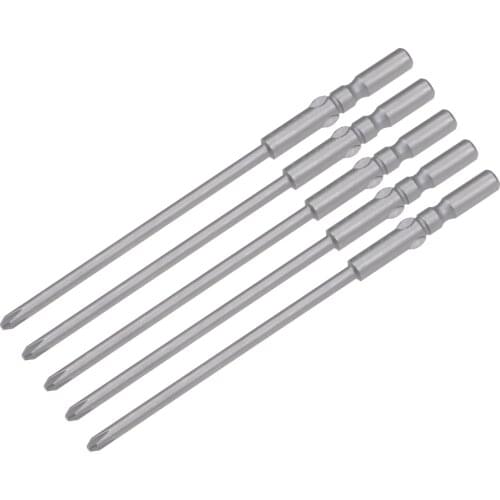 Uxcell 5pcs Phillips Bits 5mm Round Shank 100mm Length Cross 3PH1 Magnetic Screw Driver S2 Screwdriver Bit